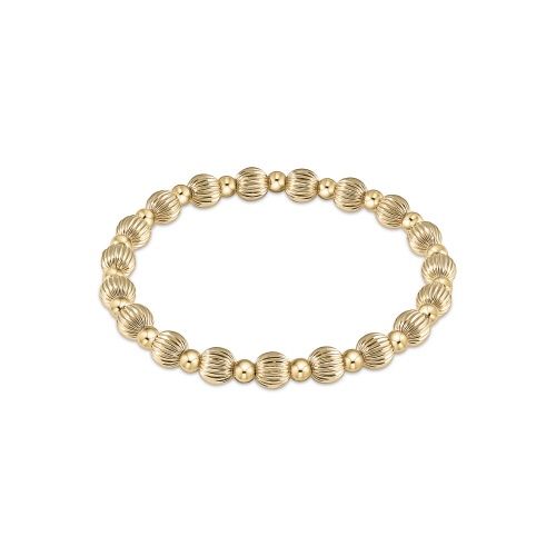 Extends - Dignity Grateful Pattern 6mm Bead Bracelet - Gold