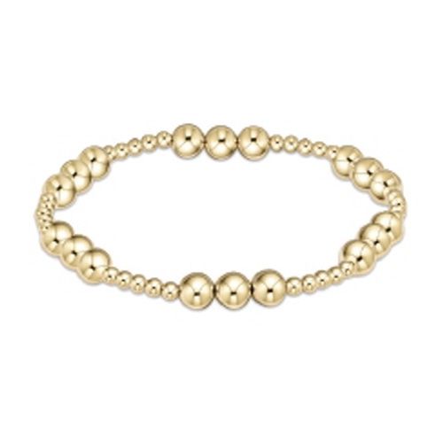 Extends - Classic Joy Pattern 6mm Bead Bracelet - Gold
