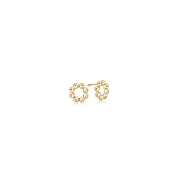 Classic Beaded Halo Stud - 3mm Bead Gold
