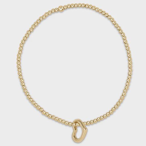 Classic Gold 2mm Bead Bracelet -Love Gold Charm