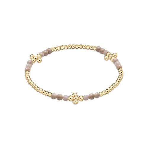 Signature Cross Gold Bliss Pattern 2.5mm Bead Bracelet - Riverstone
