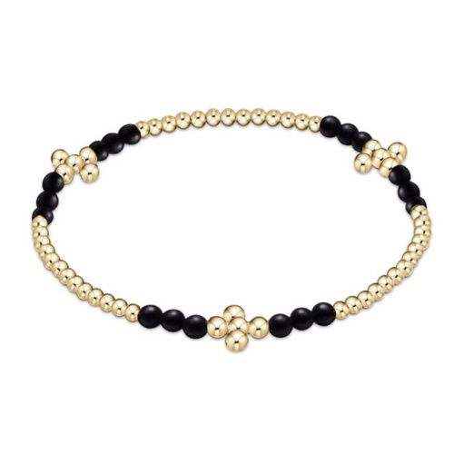 Signature Cross Gold Bliss Pattern 2.5mm Bead Bracelet - Matte Onyx