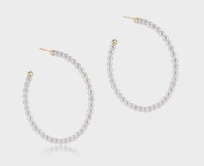 Beaded Gemstone 1.75&quot; Post Hoop - 3mm Pearl