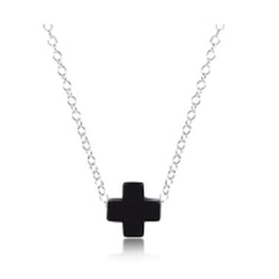 16" Necklace Sterling - Signature Cross Onyx
