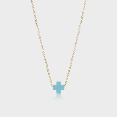 16" Necklace Gold - Signature Cross Turquoise