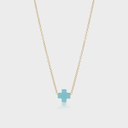 16&quot; Necklace Gold - Signature Cross Turquoise