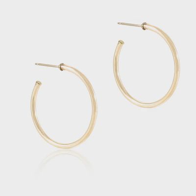 Round Gold 1.25" Post Hoop - 2mm - Smooth