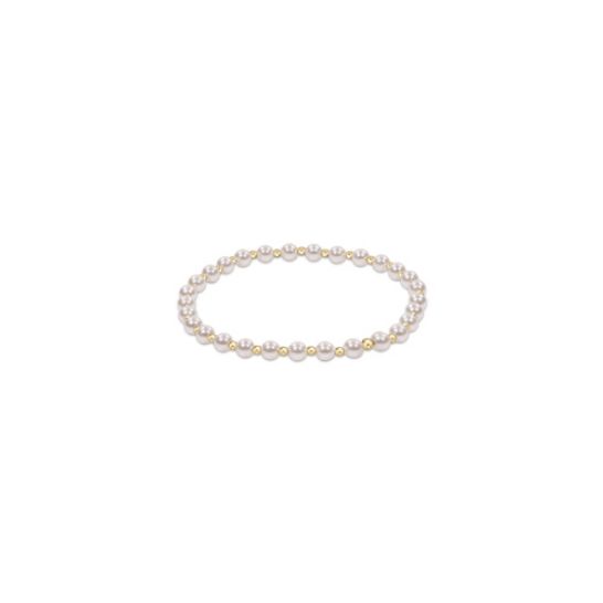 Classic Grateful Pattern 4mm Bead Bracelet - Pearl