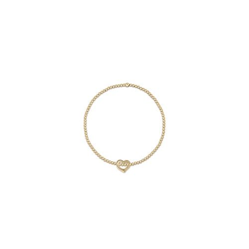 Extends - Classic Gold 2mm Bead Bracelet - Love Small Gold Charm