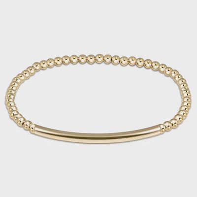 eNewton Bliss Bar smooth 14kt gold-filled 3mm stretch bracelet displayed on white background