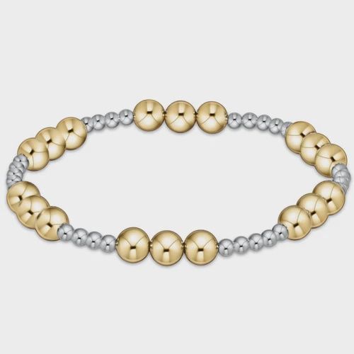 Extends - Classic Joy Pattern 6mm Bead Bracelet - Mixed Metal