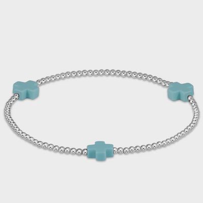 Signature Cross 3mm Sterling Bracelet - Turquoise