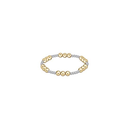 Classic Joy Pattern 6mm Bead Bracelet - Mixed Metal