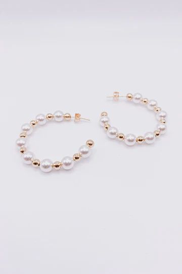 Beaded Grateful 1.25&quot; Post Hoop Pearl