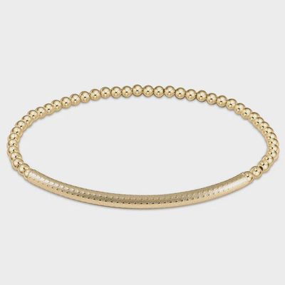 ENEWTON Bliss Bar stretch bracelet in 14kt gold-filled with 3mm round beads on a neutral background