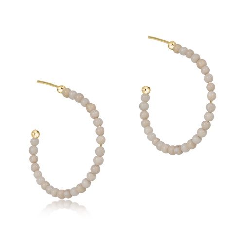 Beaded Gemstone 1.25&quot; Post Hoop - 3mm Riverstone