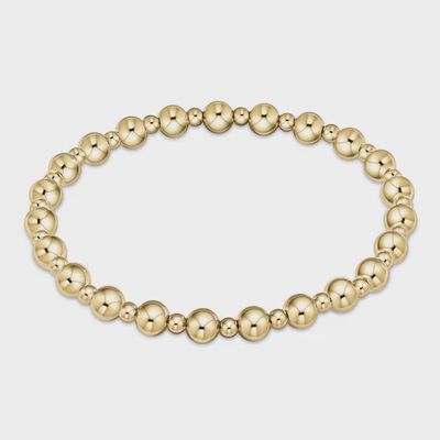 ENEWTON Grateful beaded stretch bracelet in 14kt gold-filled with 5mm beads on white background