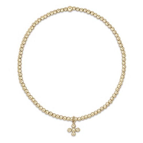 Classic Gold 3mm Bead Bracelet - Classic Beaded Signature Cross Gold Charm