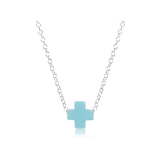 16&quot; Necklace Sterling - Signature Cross Turqoise