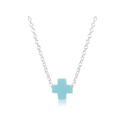 16" Necklace Sterling - Signature Cross Turqoise