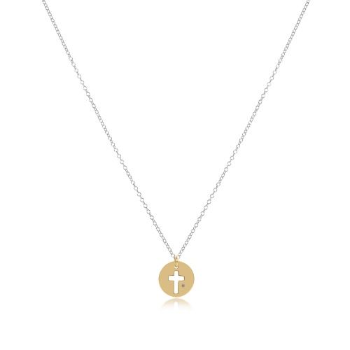 16&quot; Necklace Sterling Mixed Metal - Blessed Gold Disc