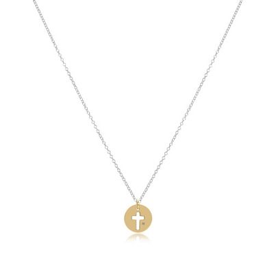 16" Necklace Mixed Metal - Blessed Gold Disc