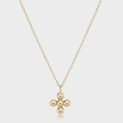 16" Necklace Gold - Signature Cross Beaded Gold 4mm Charm
