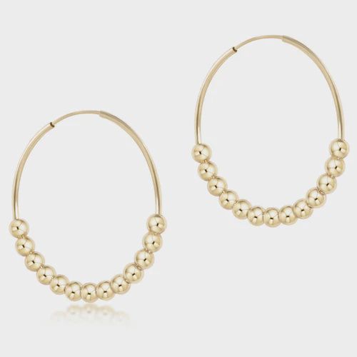 Classic Beaded 1.25&quot; Bliss Hoop - 4mm gold