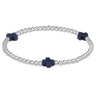 Signature Cross 3mm Sterling Bracelet - Navy