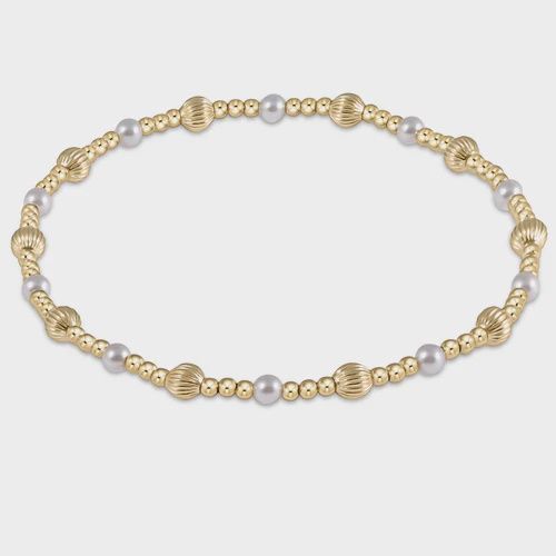 Dignity Sincerity Pattern 4mm Bead Bracelet - Pearl