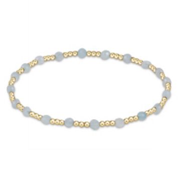 Gemstone Gold Sincerity Pattern 3mm Bead Bracelet - Aquamarine