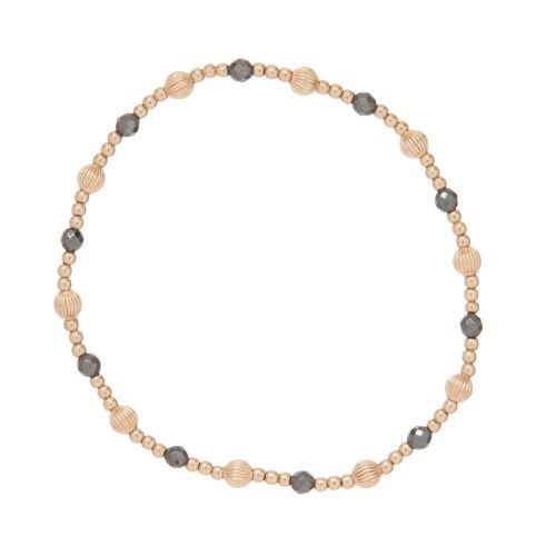 Dignity Sincerity Pattern 4mm Bead Bracelet - Faceted Hematite