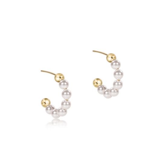 Beaded Classic 1&quot; Post Hoop - 4mm Pearl