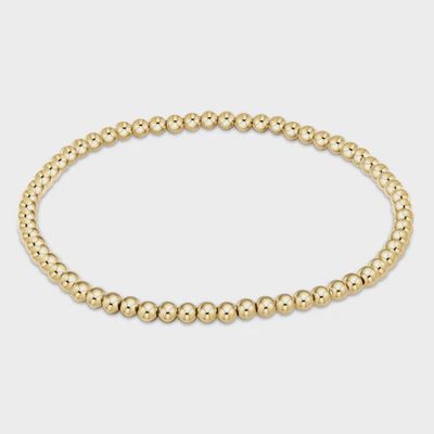 eNewton Classic beaded bracelet in 14kt gold-filled with 3mm beads, 6.75 inches long, displayed on white background