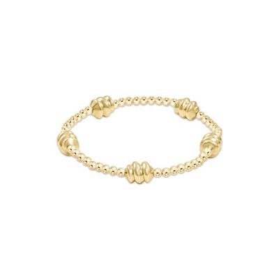 ENEWTON Admire gold 3mm bead bracelet displayed on white background, showcasing polished gold beads in a stretchy design