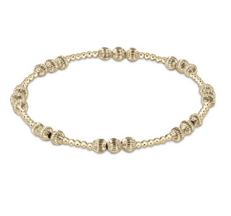 Extends - Dignity Joy Pattern 4mm Bead Bracelet - Gold