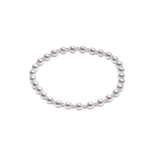 Classic Grateful Pattern Sterling 4mm Bead Bracelet - Pearl