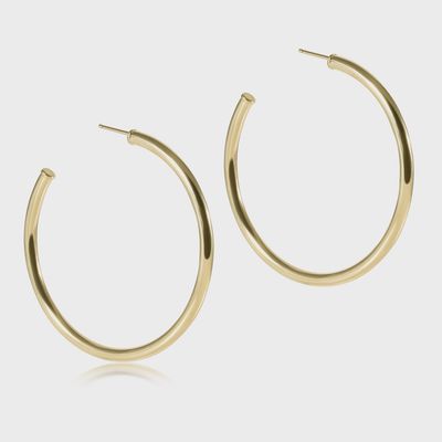 Round Gold 1.5" Post Hoop - 3mm - Smooth