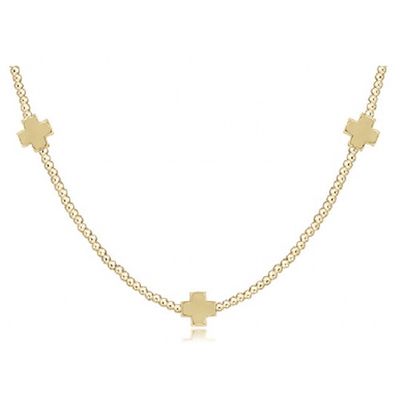 15" Choker Beaded - Signature Cross 2mm Gold - Gold
