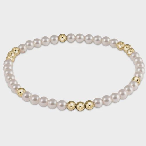 Worthy Pattern 4mm Bead Bracelet - Pearl