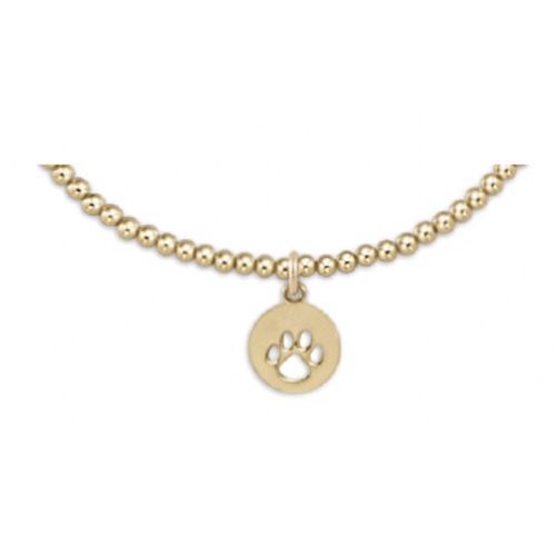 egirl Classic Gold 2mm Bead Bracelet - Paw Print Small Gold Disc