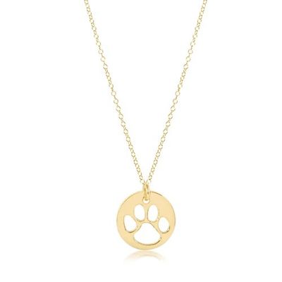 16" Necklace Gold - Paw Print Gold Disc