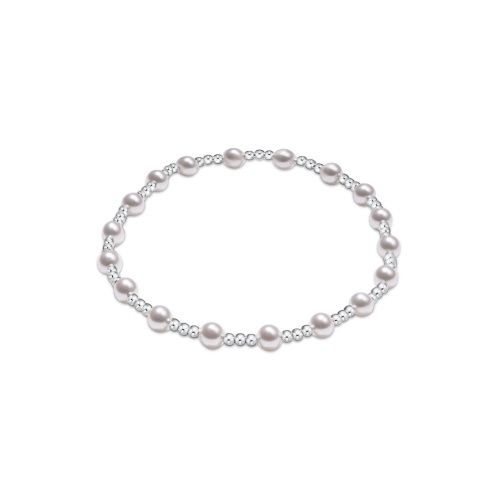 Classic Sincerity Pattern Sterling 4mm Bead Bracelet - Pearl