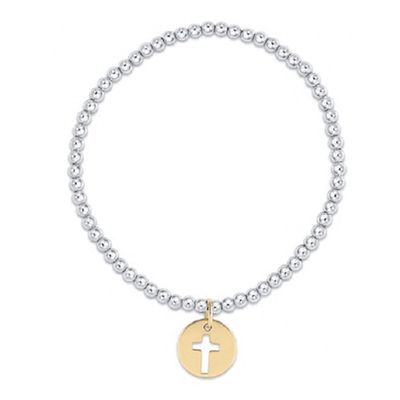 Extends Classic Mixed Metal 3mm Bracelet - Blessed Gold Disc