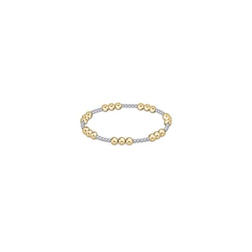 Classic Joy Pattern 5mm Bead Bracelet - Mixed Metal