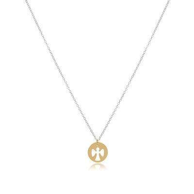 16" Necklace Mixed Metal - Guardian Angel Gold Disc
