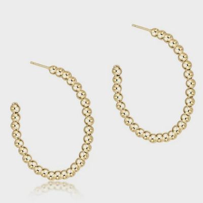 Beaded Classic 1.25" Post Hoop - 3mm Gold