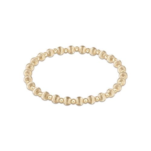 Extends - Dignity Grateful Pattern 5mm Bead Bracelet - Gold