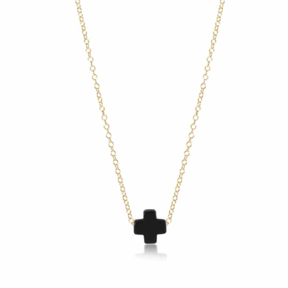 16&quot; Necklace Gold - Signature Cross Onyx