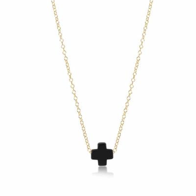 16" Necklace Gold - Signature Cross Onyx